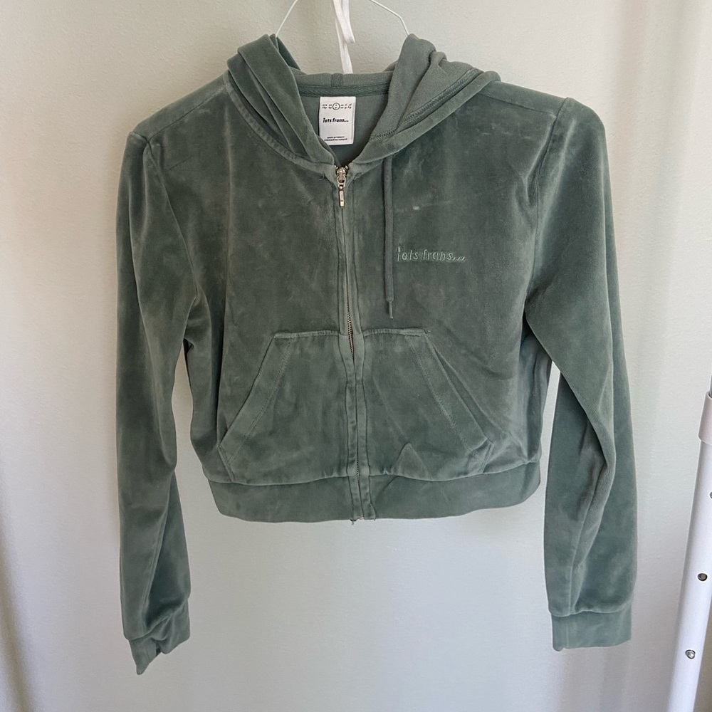 Urban velvet cropped hoodie